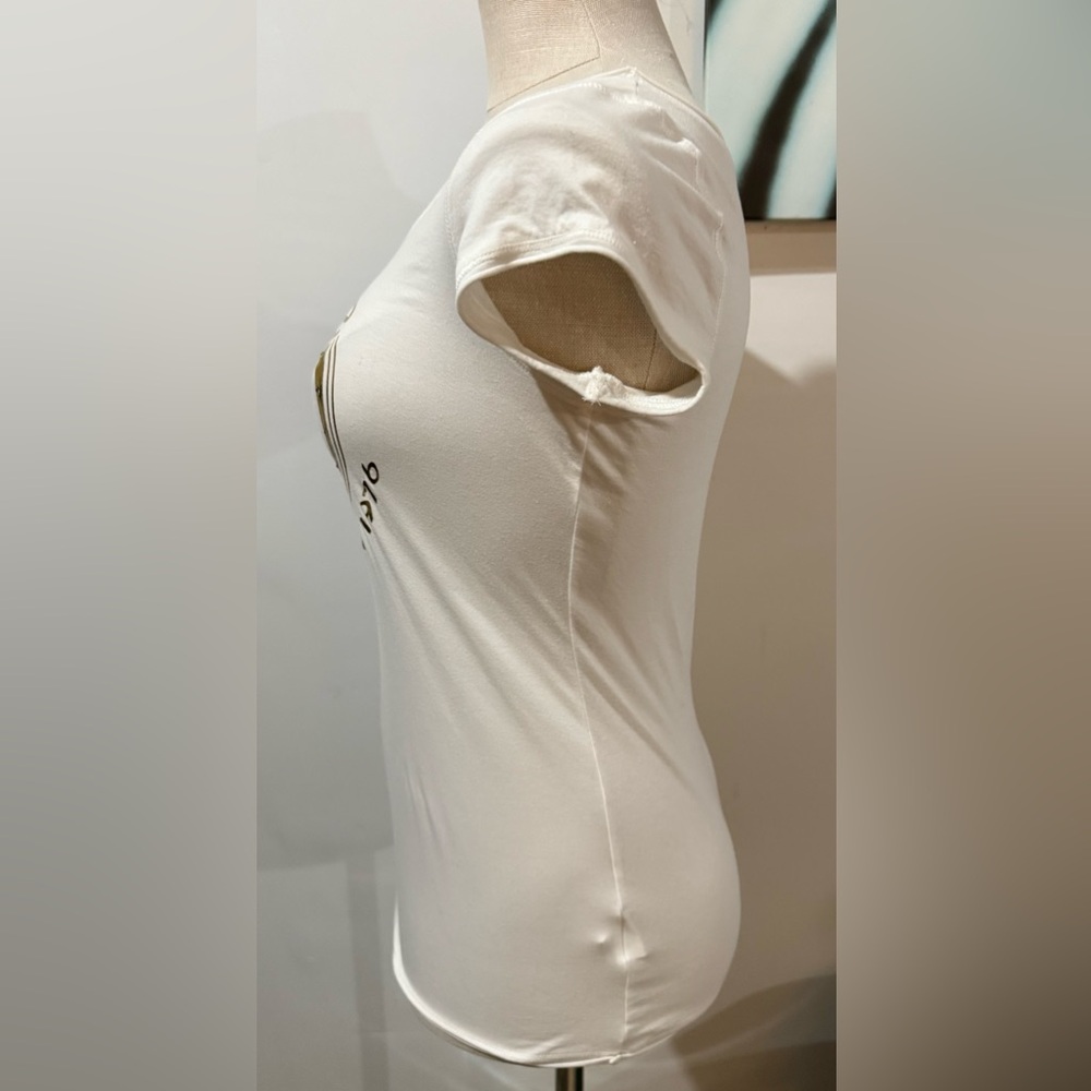 Bebe Women’s White Tee with Gold Accents - Picture 2 of 8